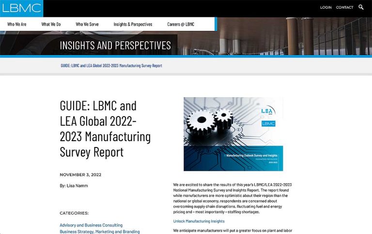 LEA Manufacturing Survey landing page.